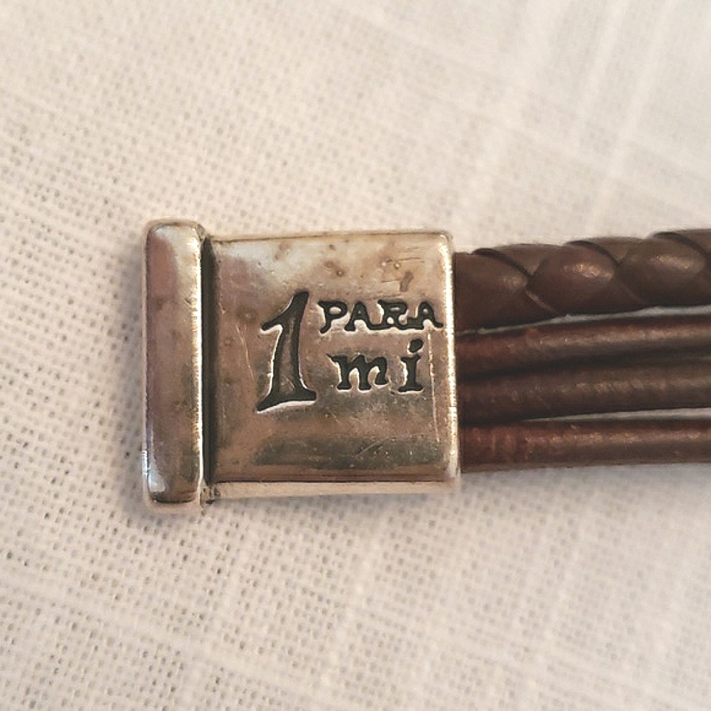 1 Para Mi silver and leather rainbow bracelet - Picture 3 of 8